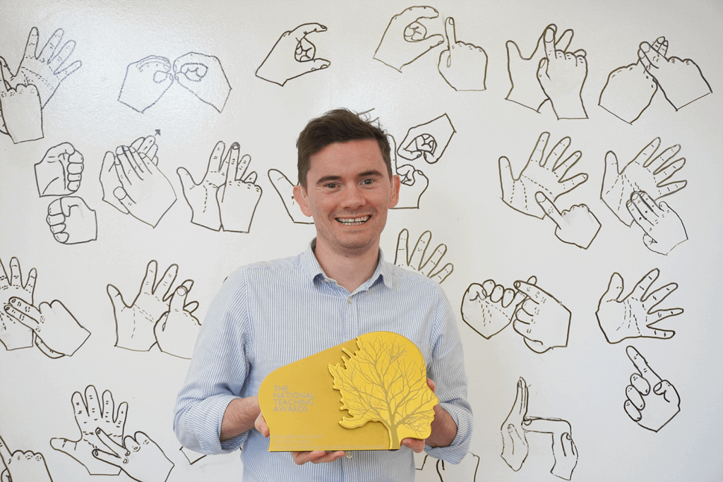 Matt alone with award
