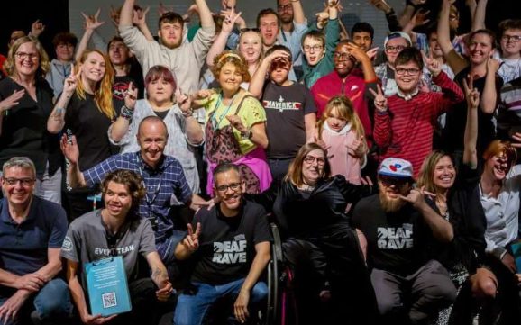 Group of Deaf Academy students with everyone involved on the day